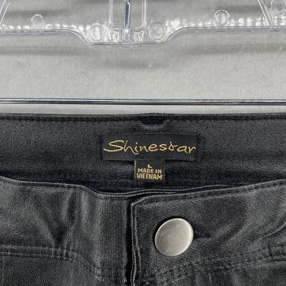 Shinestar Pants Women L Black Slim Stretch Tapered Ankle Career  Casual Button - Picture 8 of 10